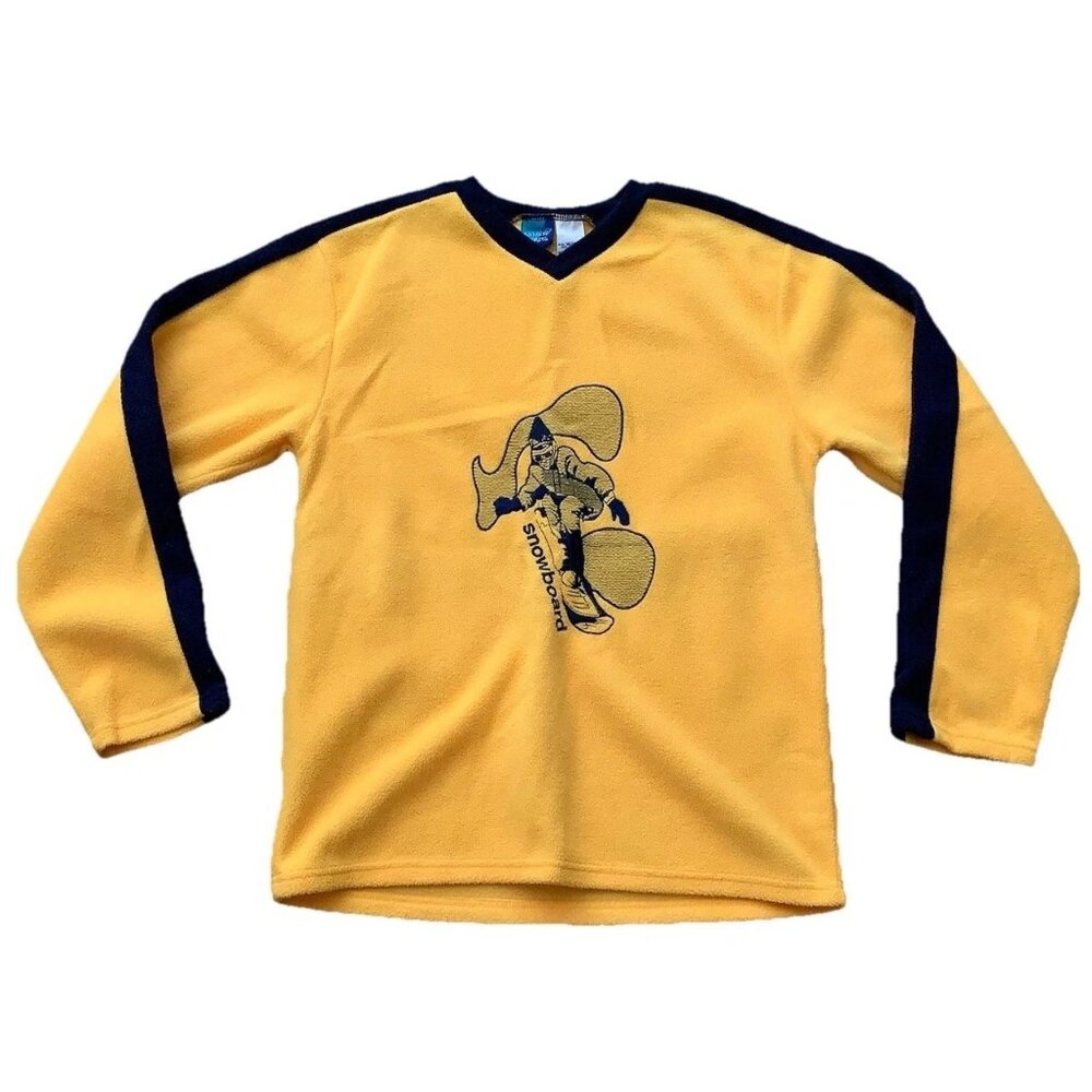 Extreme Limit Boys Size L 14/16 Yellow Blue Snowboard Fleece Sweatshirt Y2K